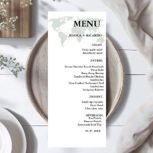 Elegant minimalist Destination sage green Wedding Menu