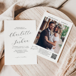 Elegant Minimalist Details RSVP QR Photo Wedding Invitation