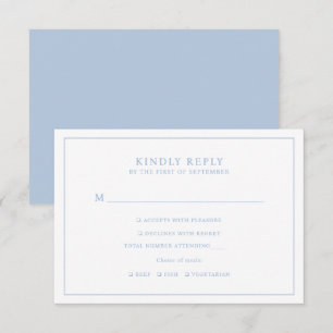 Elegant Minimalist Dusty Blue Frame Meal Choice RSVP Card