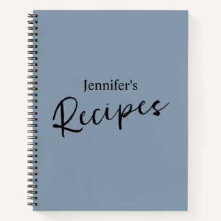 Elegant Minimalist Dusty Blue Recipe Notebook