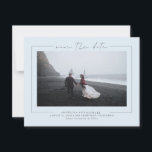 Elegant Minimalist Dusty Blue Save the Date Photo<br><div class="desc">Elegant minimalist dusty blue save the date photo cards</div>