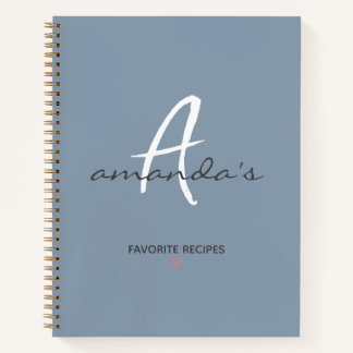 Elegant Minimalist Dusty Grey Recipe  Notebook