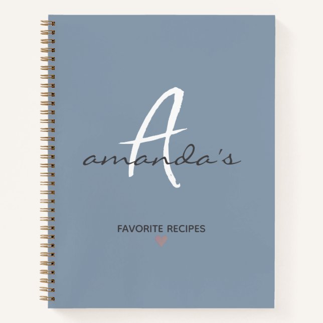 Elegant Minimalist Dusty Grey Recipe  Notebook (Front)