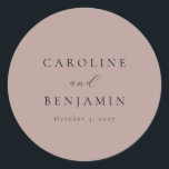 Elegant Minimalist Dusty Mauve Calligraphy Wedding Classic Round Sticker<br><div class="desc">Custom Elegant Minimalist Dusty Mauve Calligraphy Wedding Classic Round Sticker</div>
