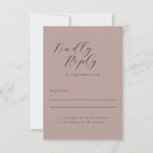 Elegant Minimalist Dusty Mauve Calligraphy Wedding RSVP Card
