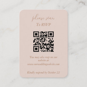 Elegant minimalist dusty pink and gold QR Enclosure Card
