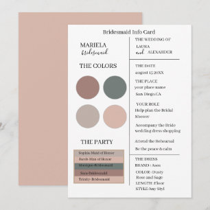 Elegant Minimalist Dusty Rose and Sage Bridesmaid  Invitation