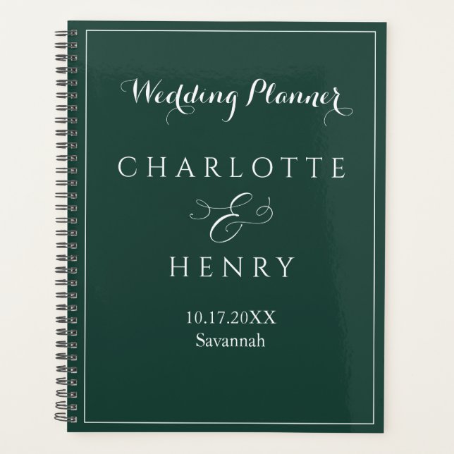  Elegant Minimalist Emerald Green Wedding  Planner (Front)