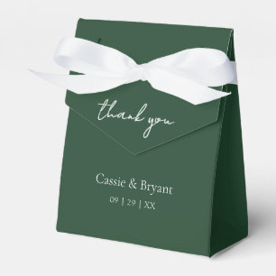 Elegant Minimalist Emerald Green Wedding Thank You Favor Box