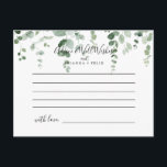 Elegant Minimalist Eucalyptus Wedding Advice Card<br><div class="desc">This elegant minimalist eucalyptus wedding advice card is perfect for a modern wedding. The design features watercolor hand-drawn elegant botanical eucalyptus branches and leaves. These cards are perfect for a wedding, bridal shower, baby shower, graduation party & more. Personalize the cards with the names of the bride and groom, parents-to-be...</div>