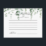 Elegant Minimalist Eucalyptus Wedding Advice Card<br><div class="desc">This elegant minimalist eucalyptus wedding advice card is perfect for a modern wedding. The design features watercolor hand-drawn elegant botanical eucalyptus branches and leaves. These cards are perfect for a wedding, bridal shower, baby shower, graduation party & more. Personalize the cards with the names of the bride and groom, parents-to-be...</div>