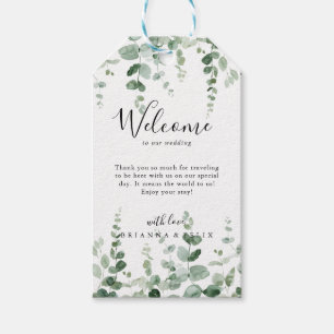 Elegant Minimalist Eucalyptus Wedding Welcome  Gift Tags