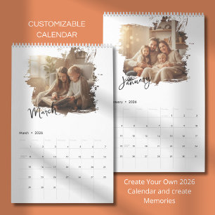 Elegant Minimalist Family Photo Calendar 2026