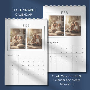 Elegant Minimalist Family Photo Calendar 2026