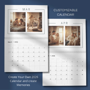 Elegant Minimalist Family Photo Calendar 2026