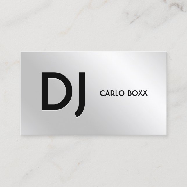 Elegant minimalist faux metallic silver  business card (Front)