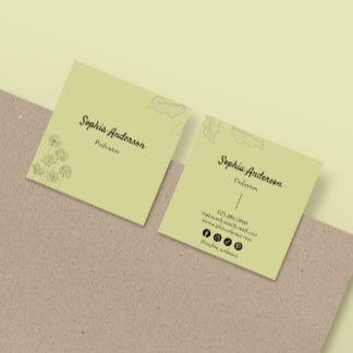 Elegant Minimalist Floral Accents Square Business Card