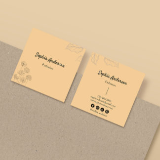 Elegant Minimalist Floral Accents Square Business Card