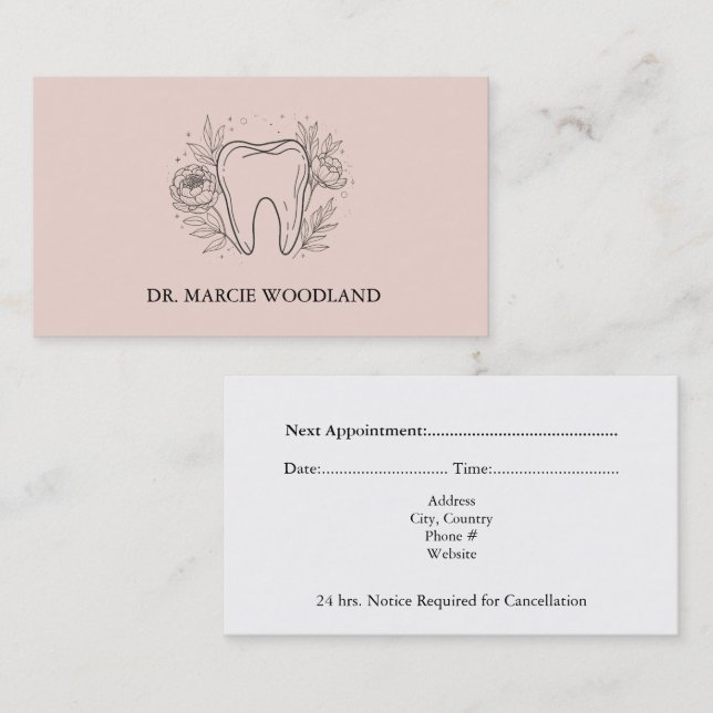 Elegant Minimalist Floral Dental Appointment Card (Front/Back)