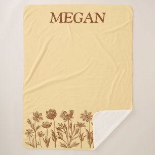Elegant Minimalist Floral Design with Monogram Sherpa Blanket