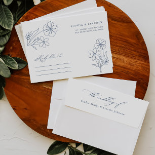 Elegant Minimalist Floral Drawing Wedding  Envelope