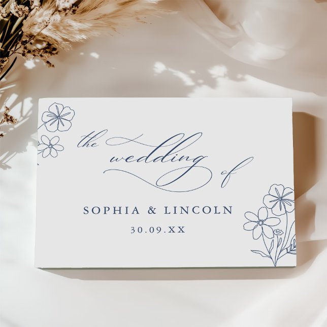 Elegant Minimalist Floral Drawing Wedding  Guest Book (Creator Uploaded)