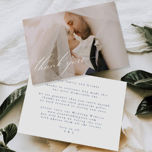 Elegant Minimalist Floral Drawing Wedding Thank You Card