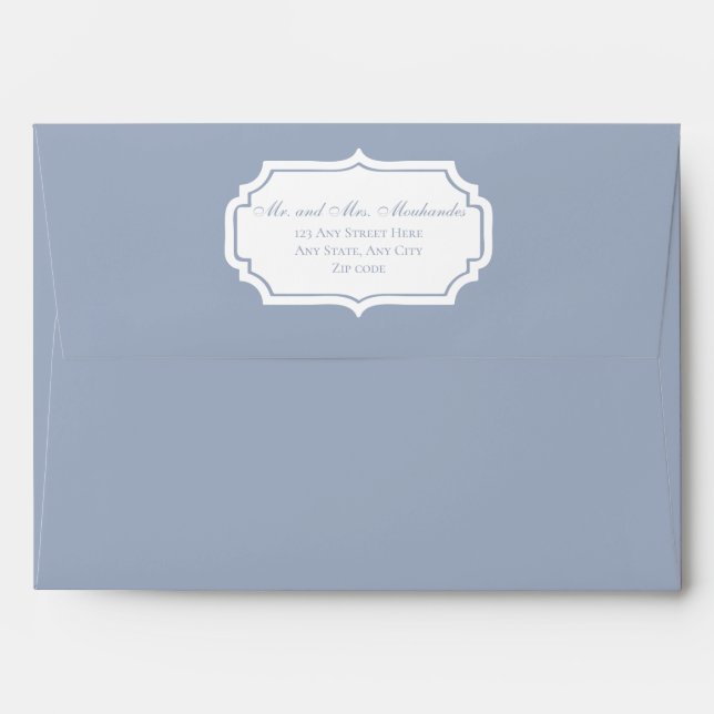 Elegant Minimalist Floral Dusty Blue Envelope (Back (Top Flap))
