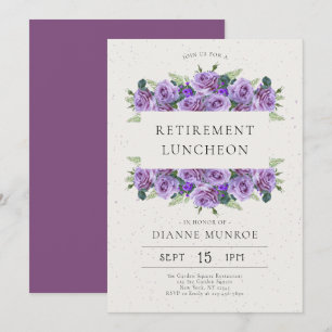 Elegant Minimalist Floral Retirement  Invitation