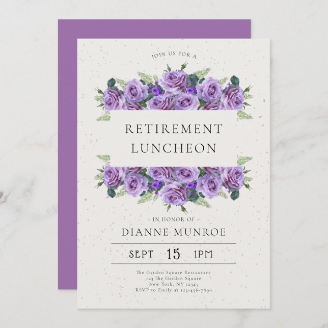 Elegant Minimalist Floral Retirement Invitation (Front/Back)