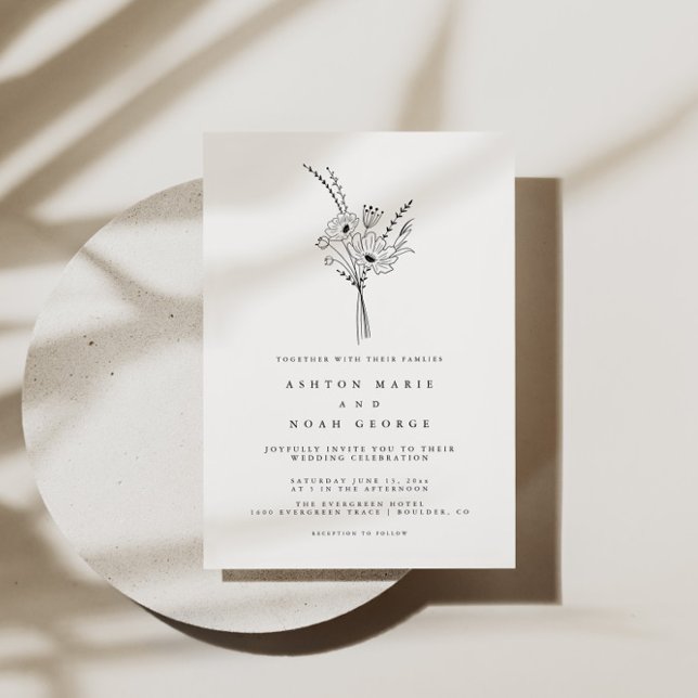 Elegant Minimalist Floral Wedding Invitation (Creator Uploaded)