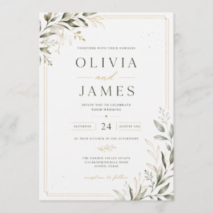 Elegant Minimalist Floral Wedding Invitation Mod