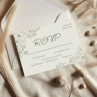 Elegant Minimalist Floral Wedding RSVP Card
