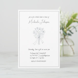 Elegant Minimalist Flower and Bow Bridal Shower  Invitation