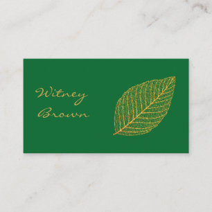 Elegant minimalist foil golden leaf  business card