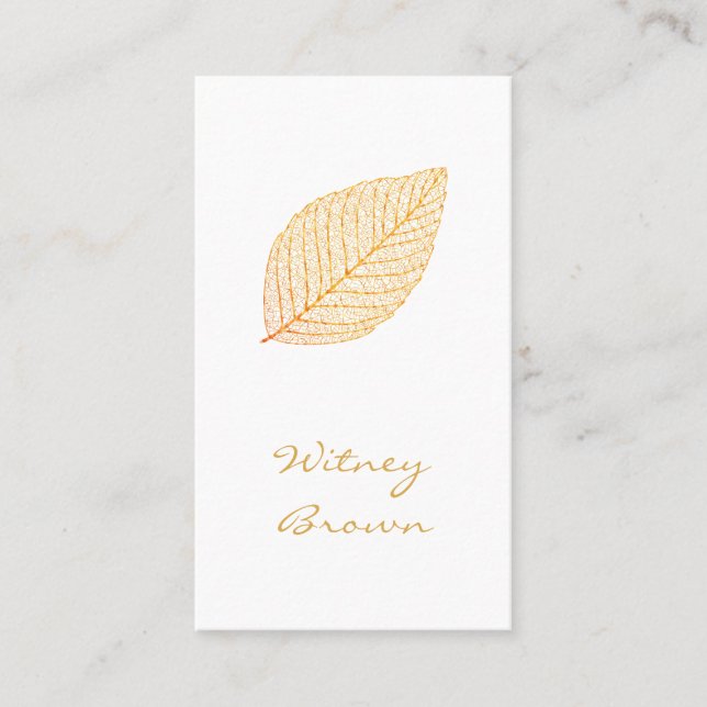 Elegant minimalist foil golden leaf  business card (Front)