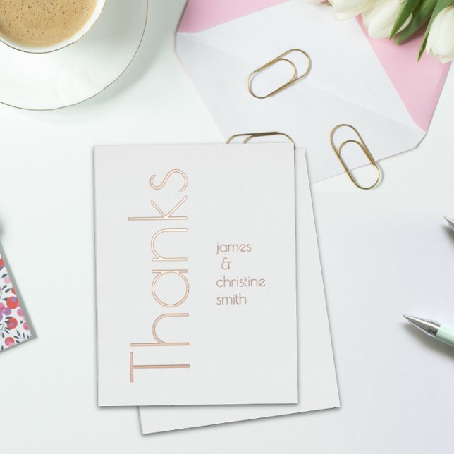 Elegant Minimalist Foil Lettered Thanks Postcard (Creator Uploaded)