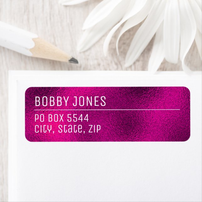 Elegant Minimalist fuchsia Metallic Return Address (Insitu)