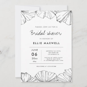 Elegant minimalist Ginkgo Biloba bridal shower Invitation