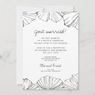 Elegant minimalist Ginkgo Biloba Just married Announcement