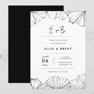 Elegant minimalist Ginkgo Biloba wedding Invitation