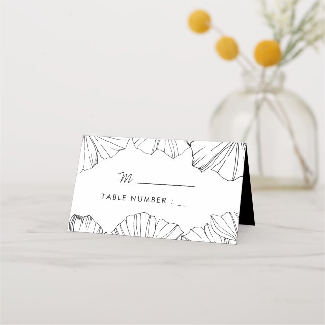 Elegant minimalist Ginkgo Biloba wedding Place Card (Front)