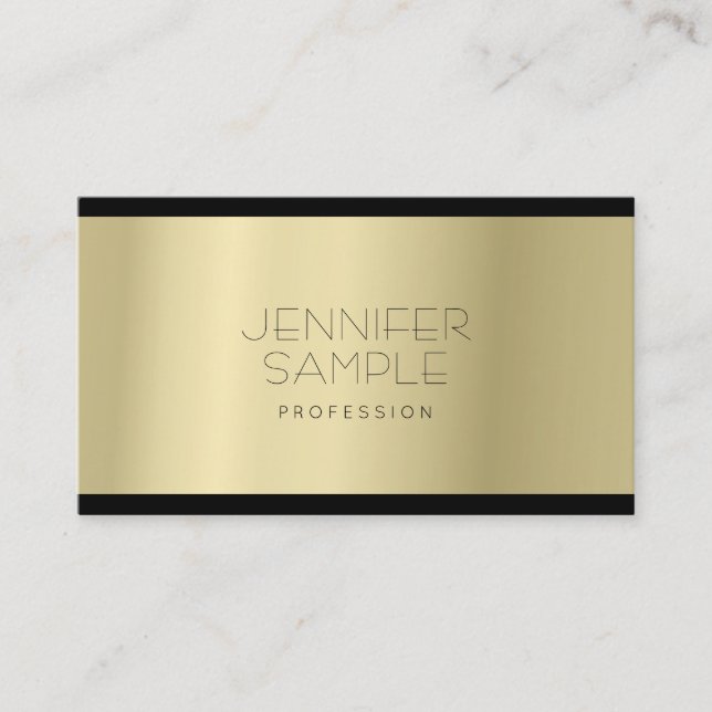 Elegant Minimalist Glamourous Gold Look Plain Business Card (Front)