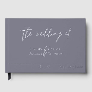 Elegant minimalist gloomy grey calligraphy foil guest book