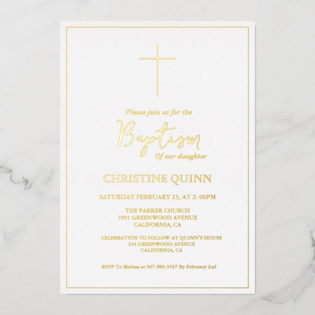 Elegant Minimalist Gold Baptism & Christening  (Front)