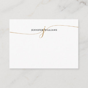 Elegant Minimalist Gold Calligraphy Monogram Card