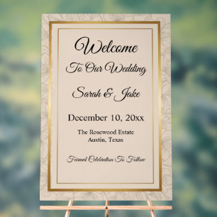 Elegant Minimalist Gold Frame & Floral  Acrylic Sign