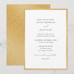 Elegant Minimalist Gold Glitter Wedding Invitation