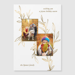 Elegant Minimalist Gold Line Drawn Leaves 2-Photo