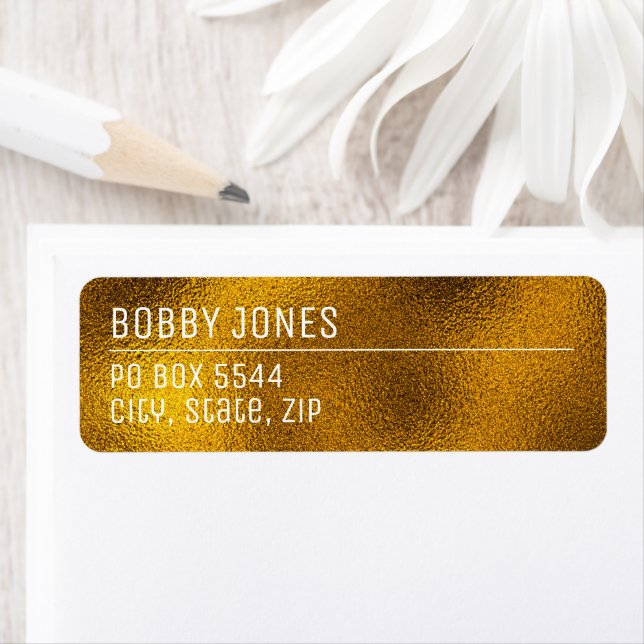 Elegant Minimalist Gold Metallic Return Address (Insitu)